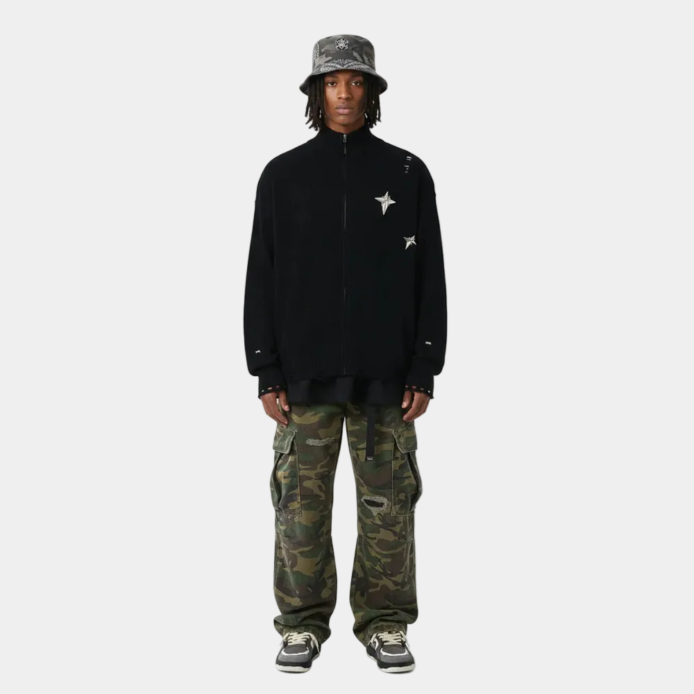 PANTS "WOVEN RIPPED CAMOUFLAGE FLARED"